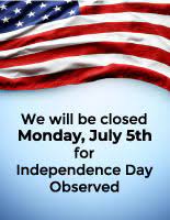 Office Closed July 5th 2021