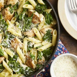 Chicken & Spinach Skillet Pasta with Lemon & Parmesan