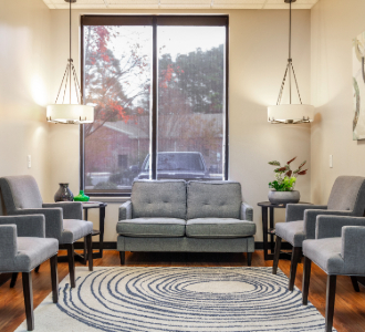 Seating in the office lobby